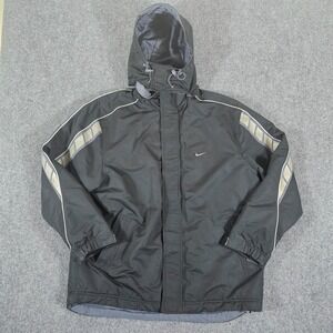 Y2K Nike Silver Tag Cyber Punk Full Zip Fleece Lined Jacket Black Men's L Flawed